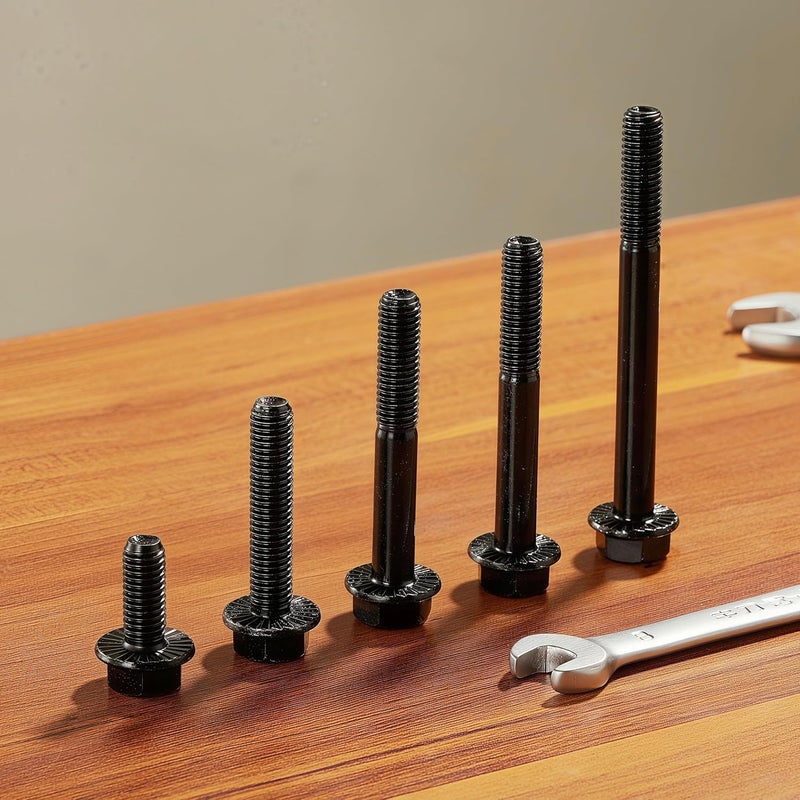 YIIFLY M10 x 65mm Flanged Hex Head Bolts Flange Hexagon Screws, M10x1.5 Bolt, 10.9 Grade Alloy Steel, Hexagon Head Bolts, Black Oxide Finish, Half Thread, Quantity 6 - Image 4